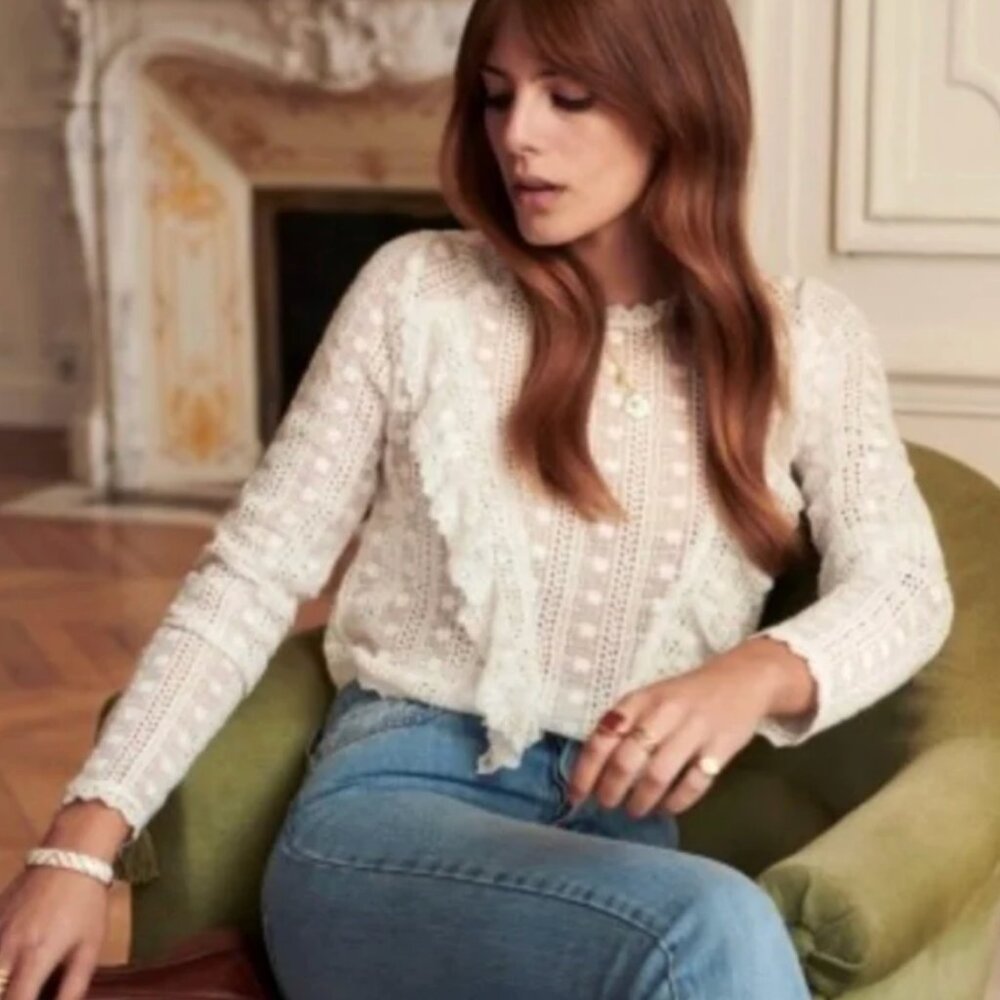 Sézane Madeleine Blouse in Ecru
